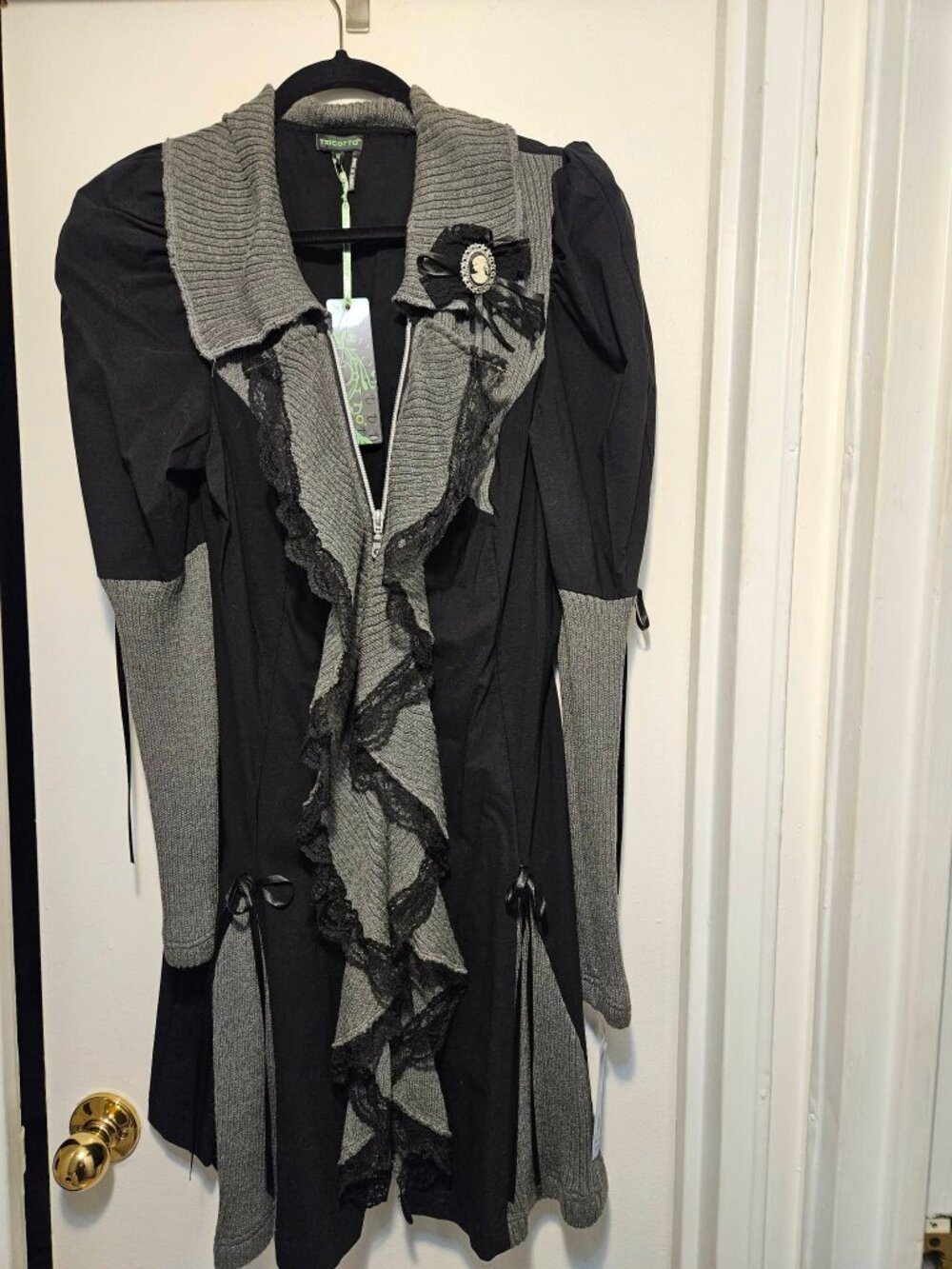 Tricotto Steam Punk Mini Dress/Tunic Size M Blk/Gray New W Tags